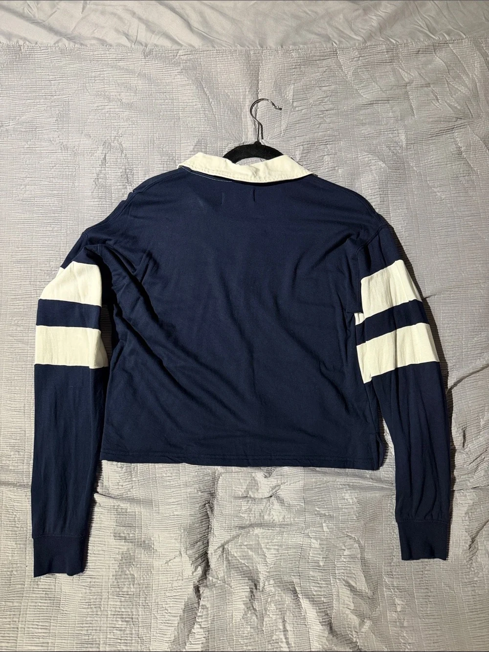 Thread & Supply Navy and White Striped Rugby Long Sleeve Top